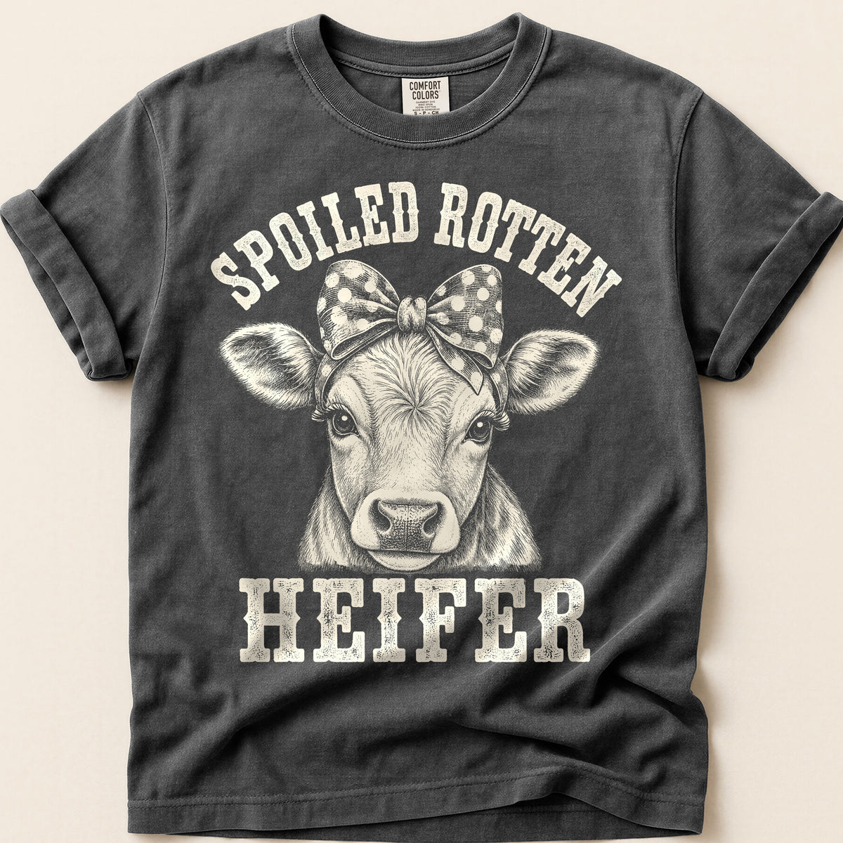 Spoiled Rotten Heifer T-Shirt on Pepper