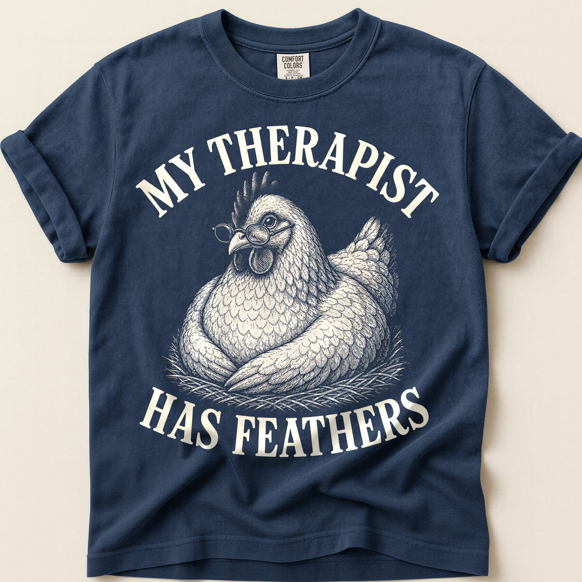 Therapist Has Feathers T-Shirt on Navy