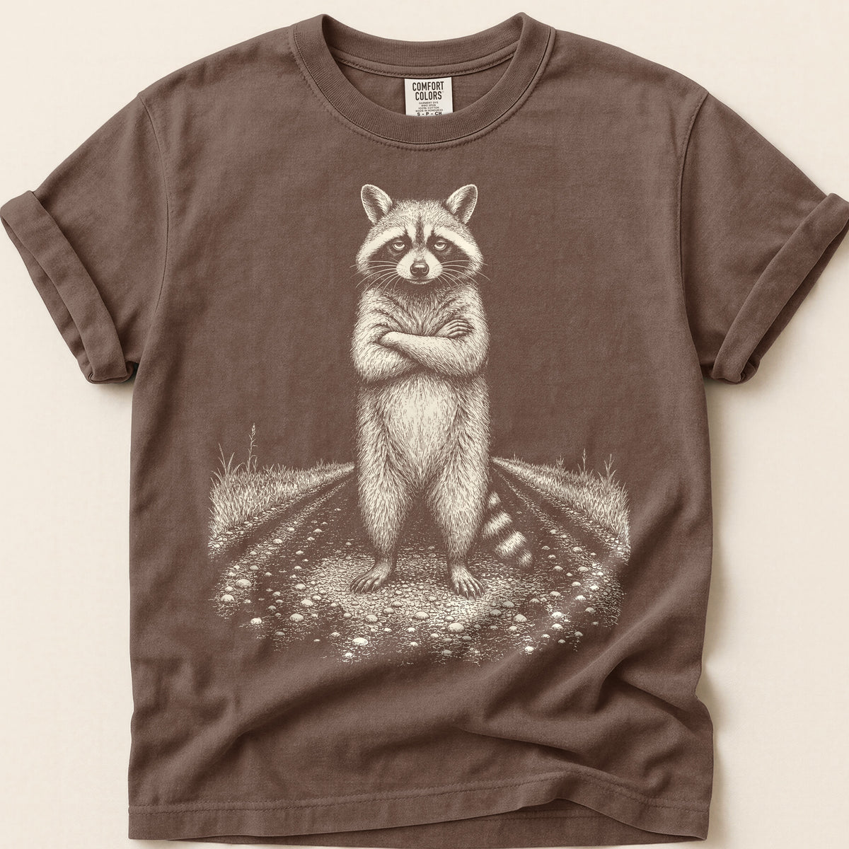 Unimpressed Raccoon T-Shirt on Espresso