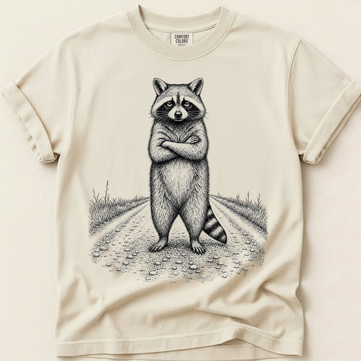 Unimpressed Raccoon T-Shirt on Ivory