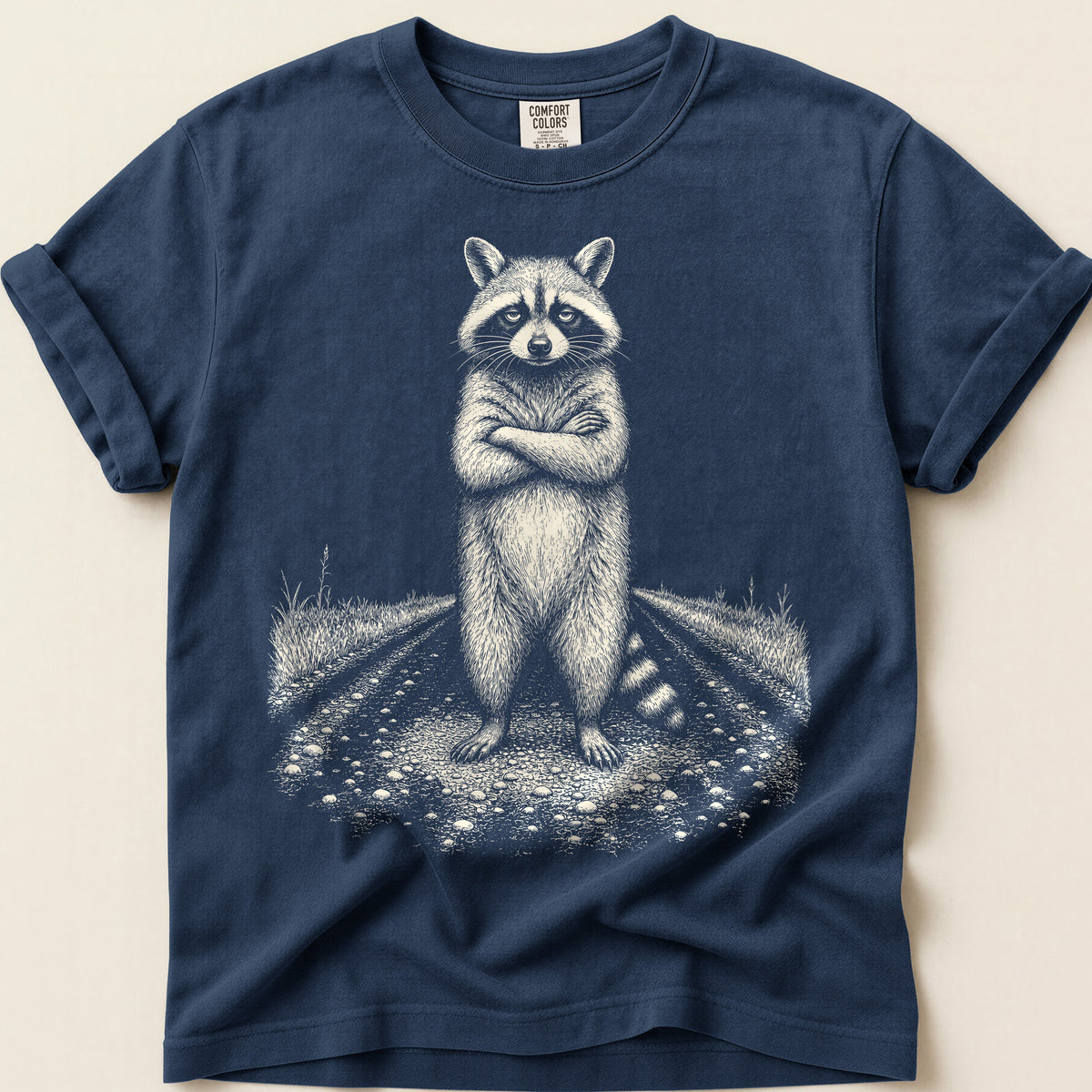 Unimpressed Raccoon T-Shirt on Navy