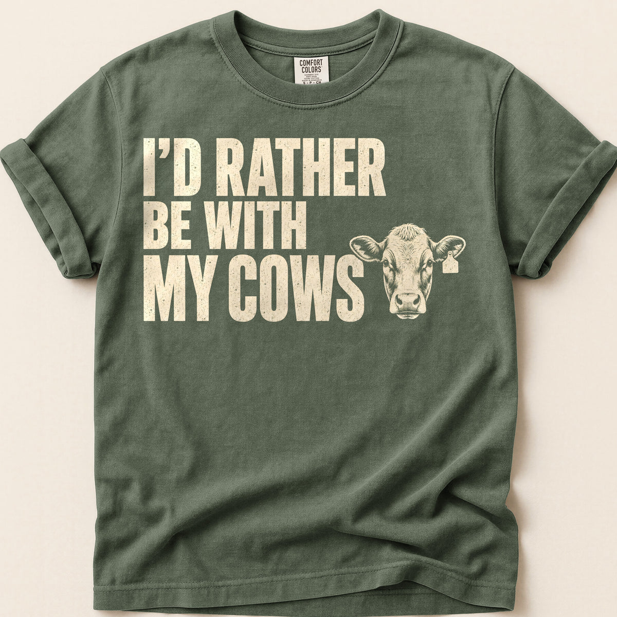 With My Cows T-Shirt on Moss