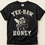 Yee-Haw Honey Bee T-Shirt on Black