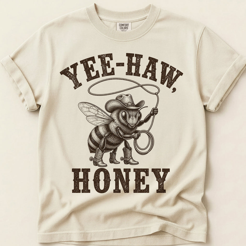 Yee-Haw Honey Bee T-Shirt on Ivory