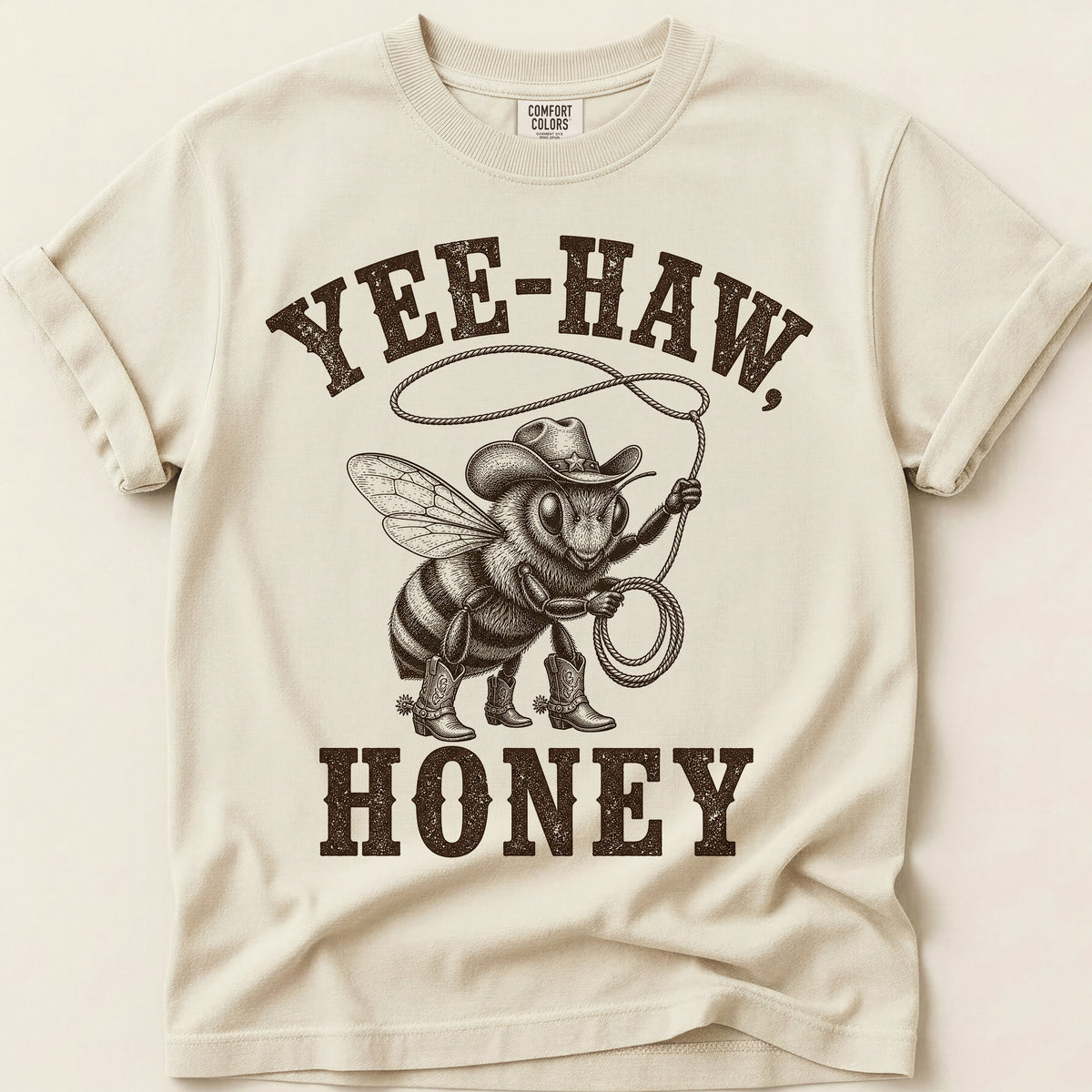 Yee-Haw Honey Bee T-Shirt on Ivory