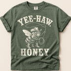 Yee-Haw Honey Bee T-Shirt on Moss