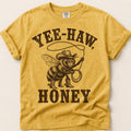 Yee-Haw Honey Bee T-Shirt on Mustard