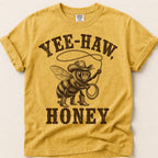 Yee-Haw Honey Bee T-Shirt on Mustard