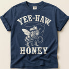 Yee-Haw Honey Bee T-Shirt on Navy